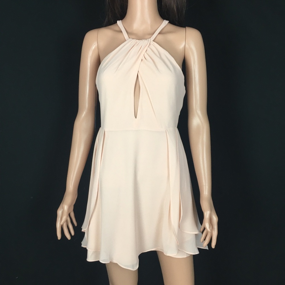 BeBe Pale Pink Cut Out Halter Dress